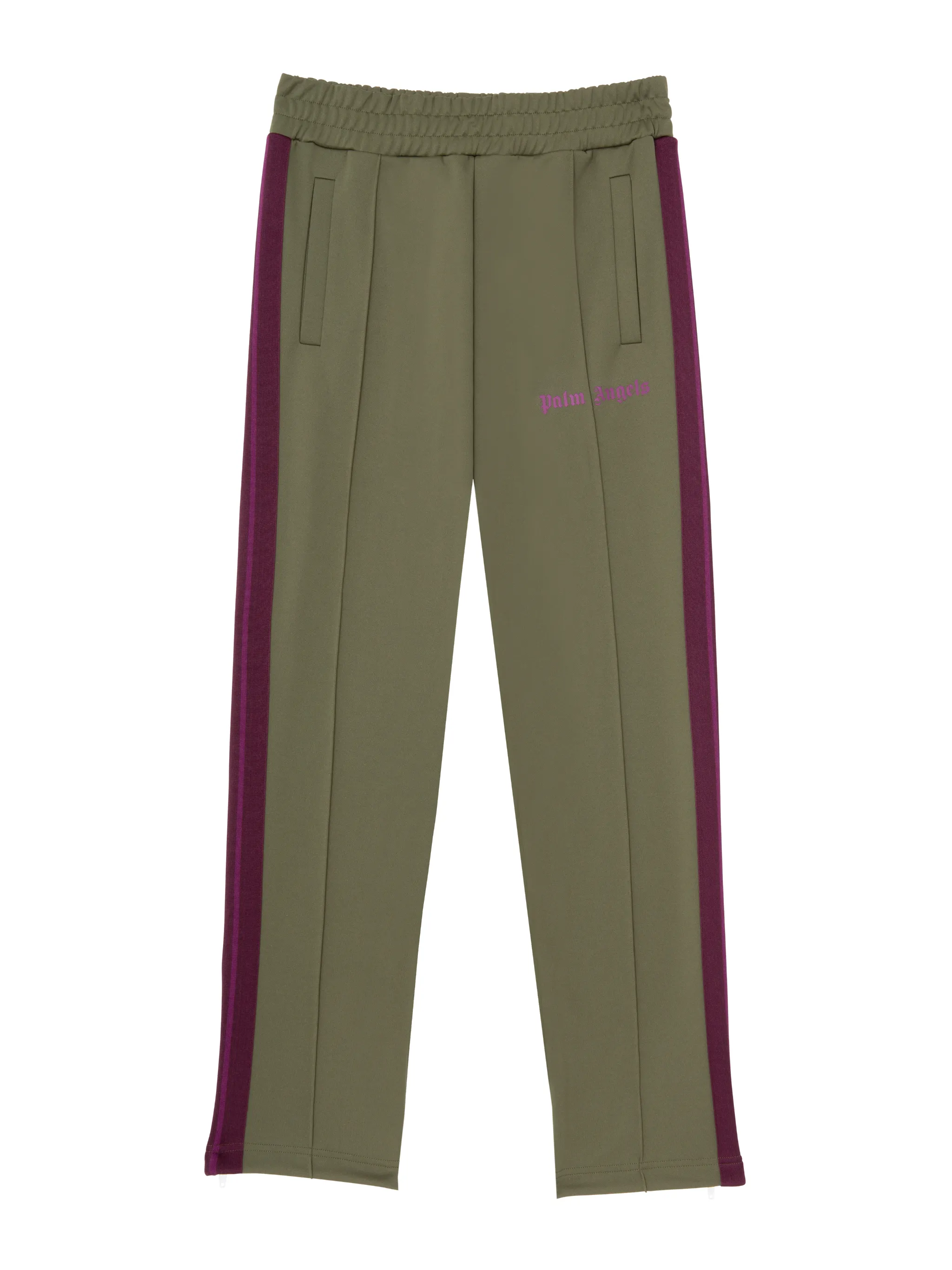 green and purple pants