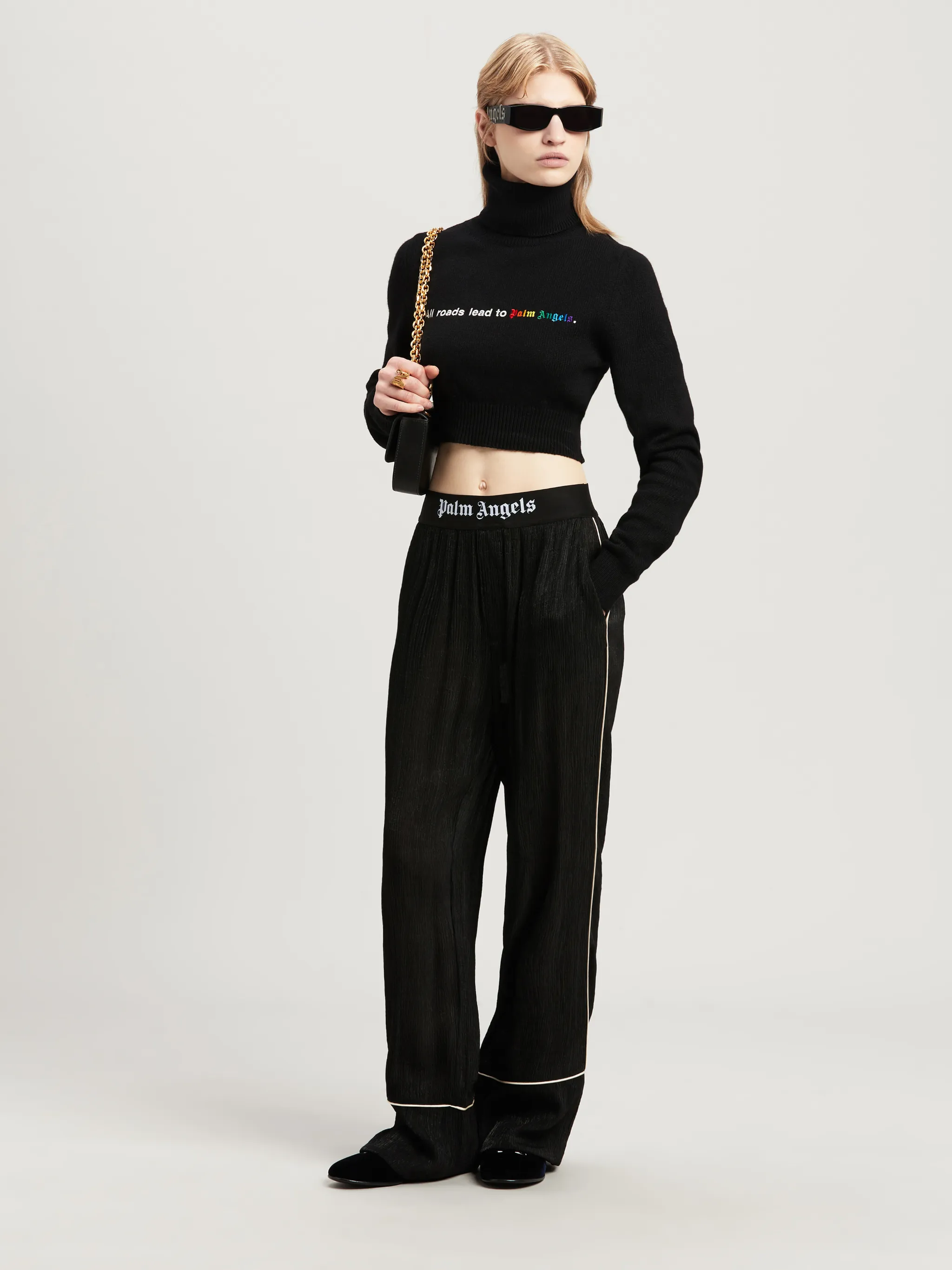 Soiree Pajama Pants in black - Palm Angels® Official