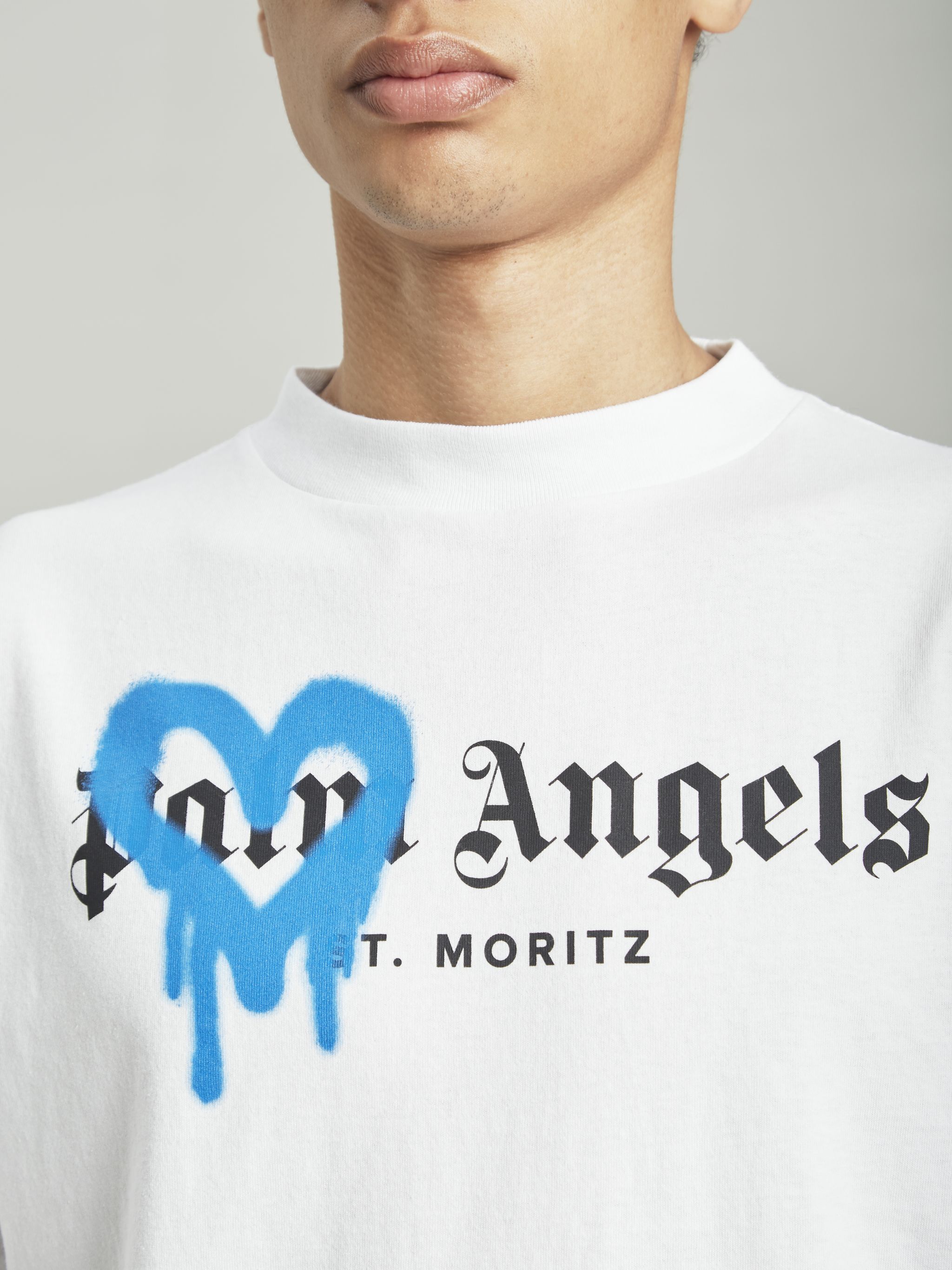 Buy Palm Angels St. Moritz Heart Sprayed Hoodie 'Black/Blue