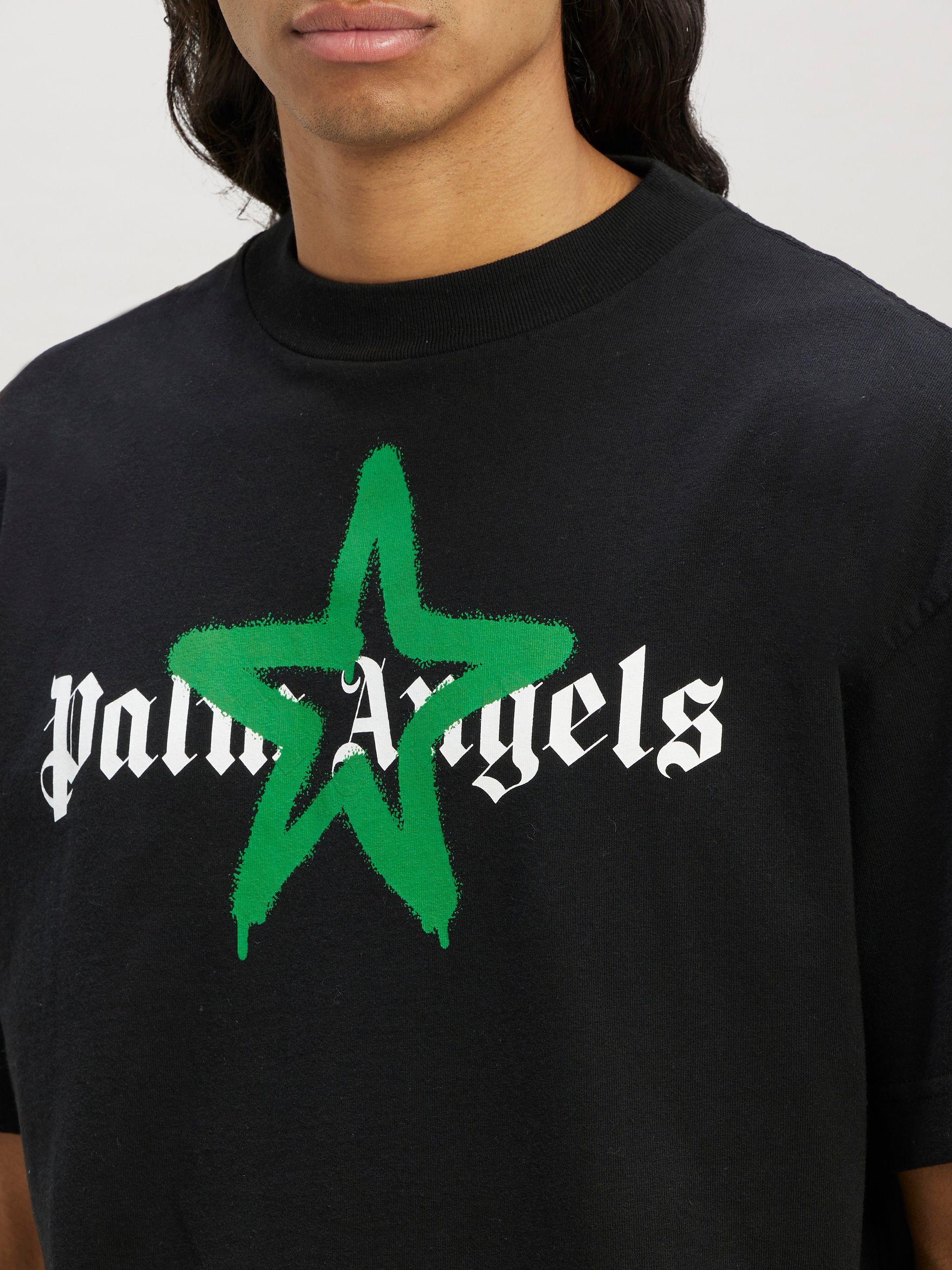 Moletom Palm Angels Star Sprayed Logo Black Green