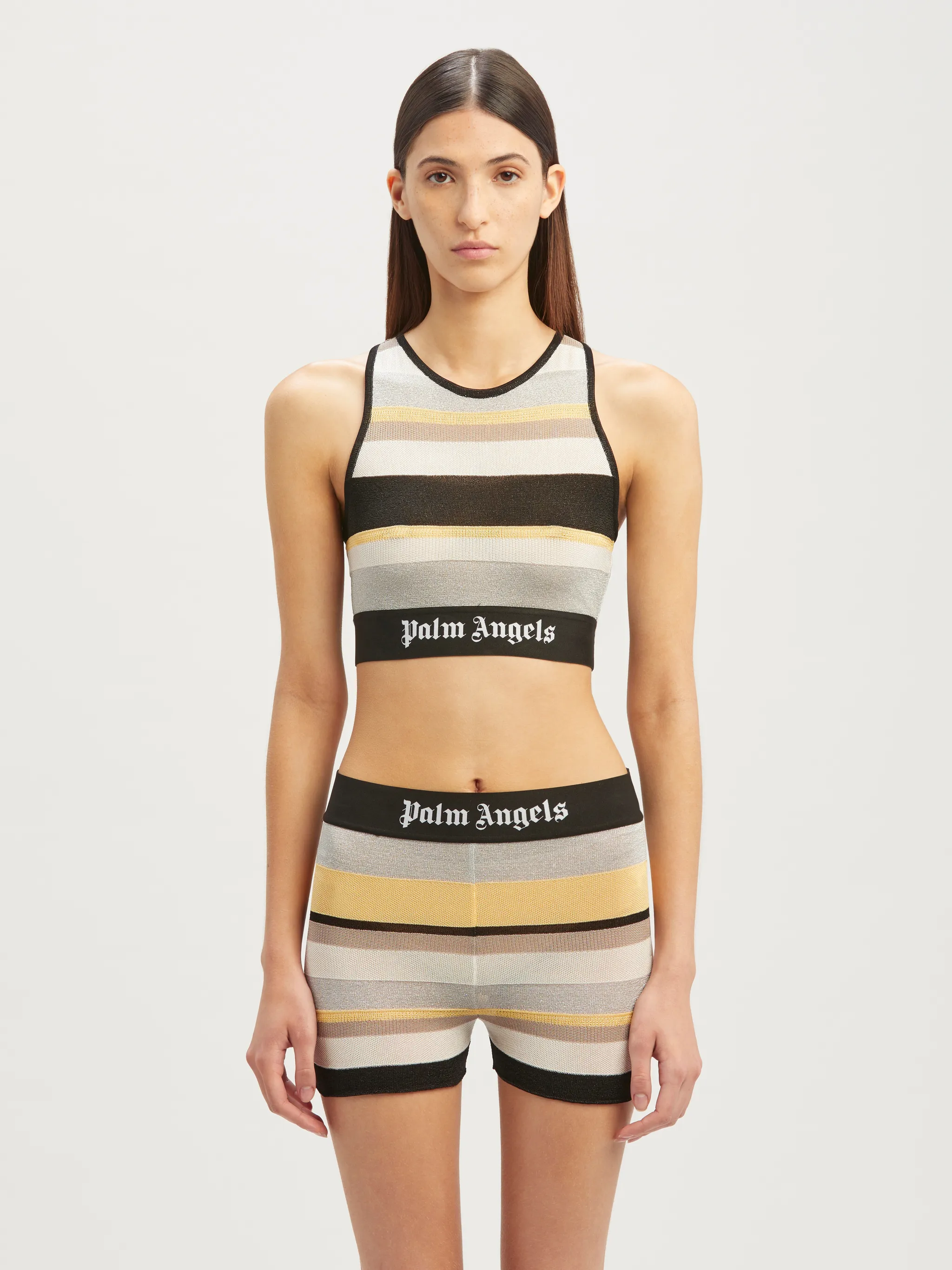 Striped Lurex Knit Logo Top
