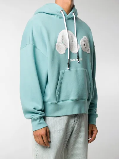 palm angels blue teddy bear hoodie