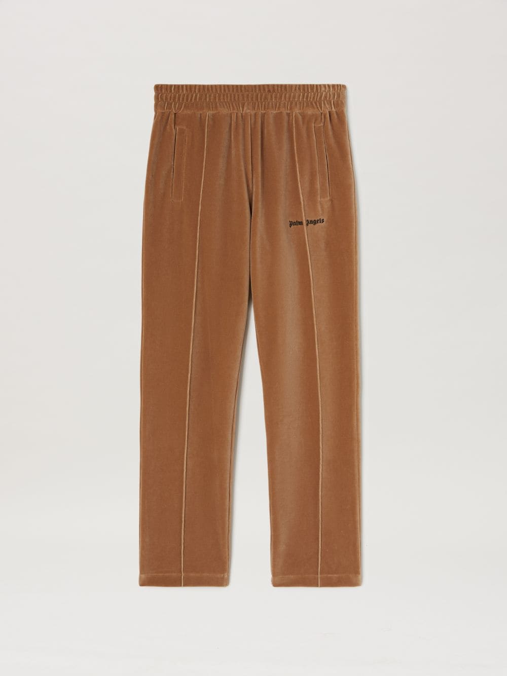 logo-waistband striped knitted track pants in brown - Palm Angels® Official