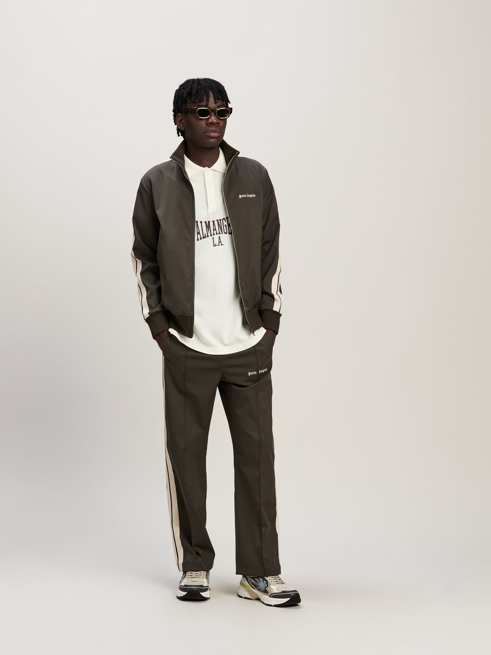 Wool Track Jacket Classic Logo in green Palm Angels Official