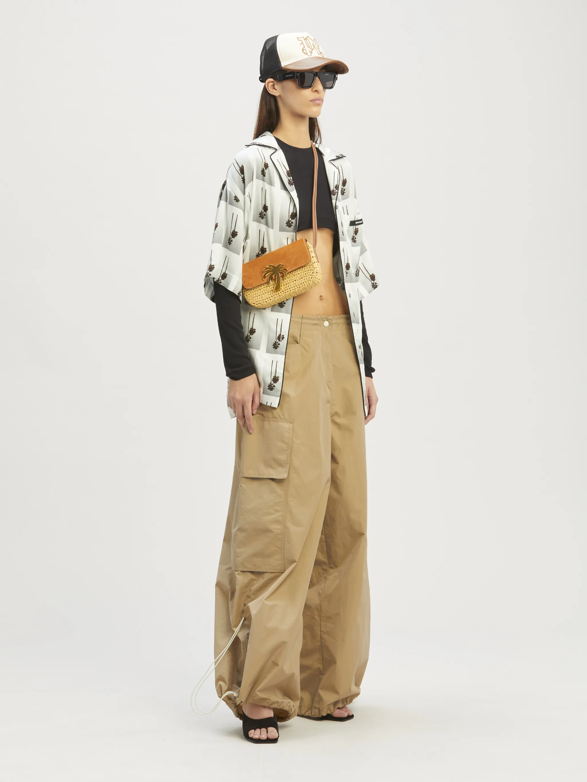Woven Palm Bridge Suede Bag