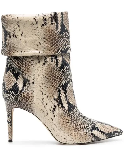 Open toe shop snakeskin booties