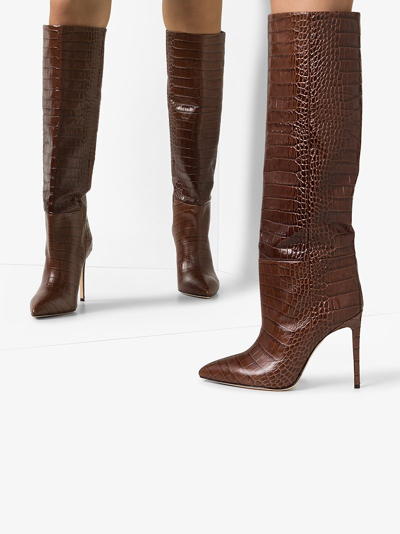 Paris Texas Brown 110 mock croc knee-high boots | Browns