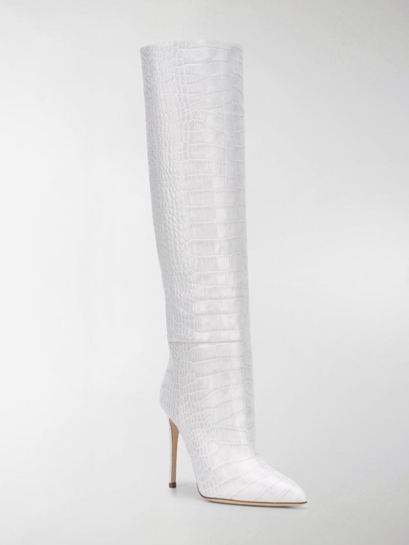 white croc knee high boots