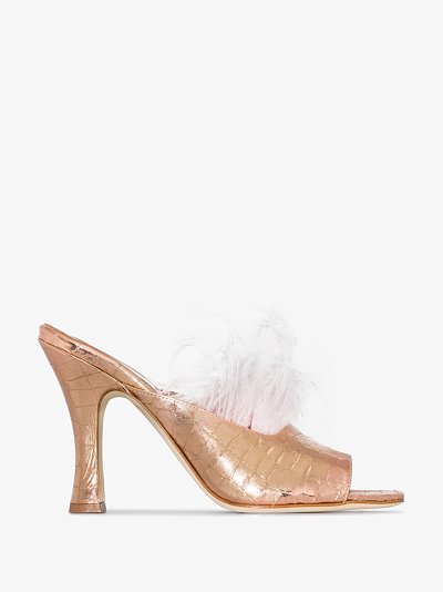 pink feather mules
