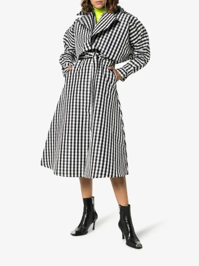 Gingham belted silk coat dress展示图