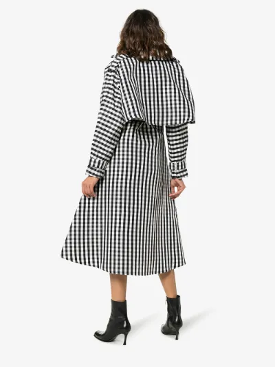 Gingham belted silk coat dress展示图