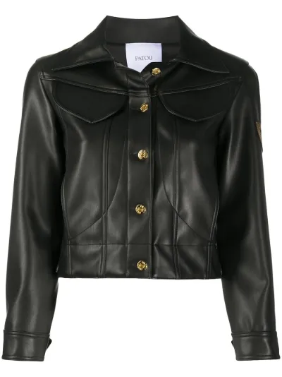 cropped leather look jacket