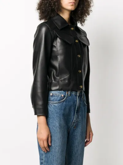 cropped leather look jacket