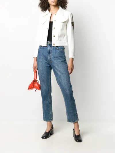 cropped leather look jacket