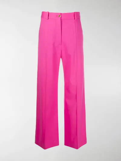pink high waisted wide leg trousers