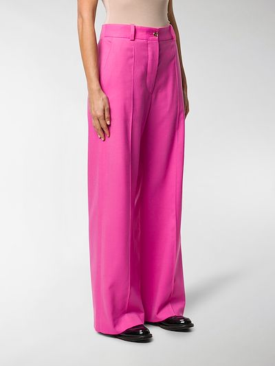 pink high waisted wide leg trousers