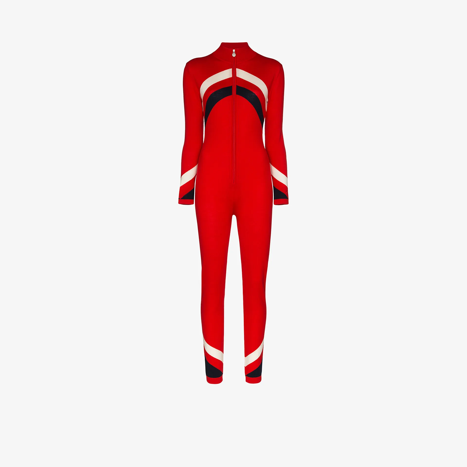 red zip up jumpsuit