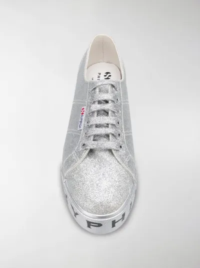 silver superga flatforms