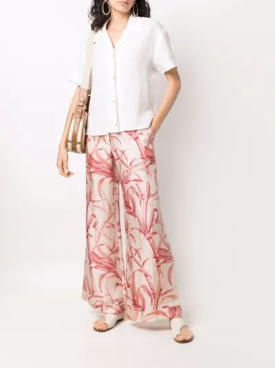 printed wide-leg silk trousers | Pierre 