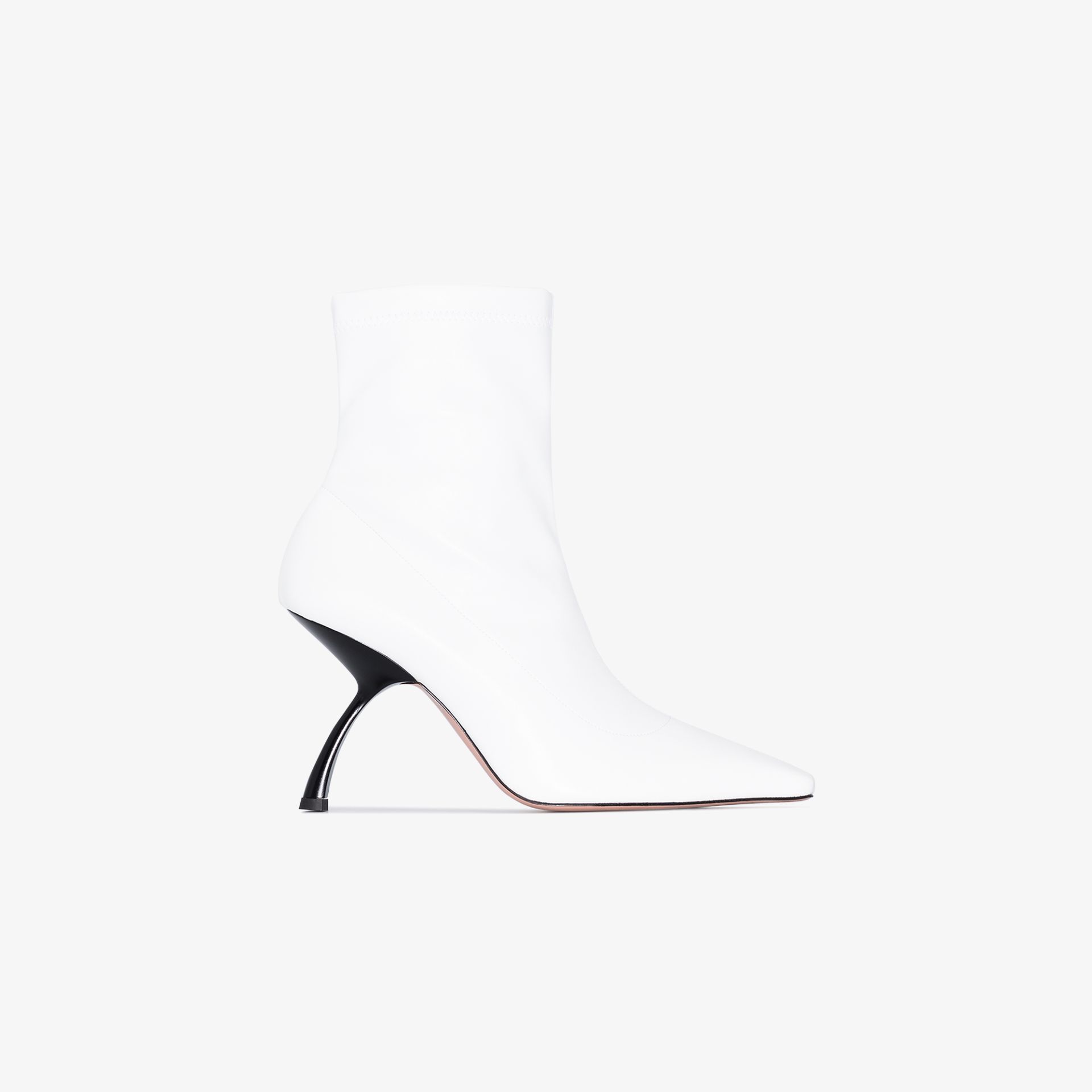 white faux leather ankle boots