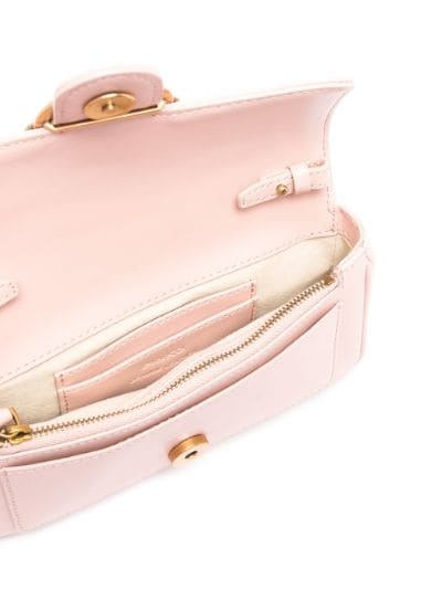 Pinko Love Birds-embellished Foldover Top Crossbody Bag in Pink