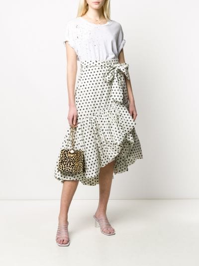 polka dot wrap midi skirt