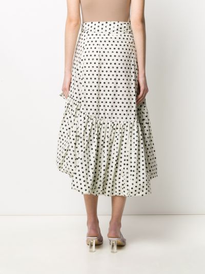 polka dot wrap midi skirt