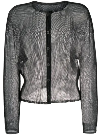 Pleats Please Issey Miyake round neck sheer cardigan | Eraldo.com HR 