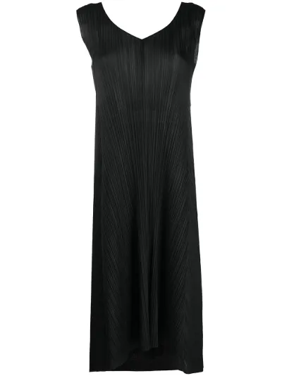 Sleeveless Back Tie Pleated Dress Pleats Please Issey Miyake Sleeveless Back Tie Pleated Dress