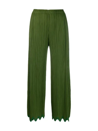 Pleats Please Issey Miyake wave-hem cropped trousers - パンツ