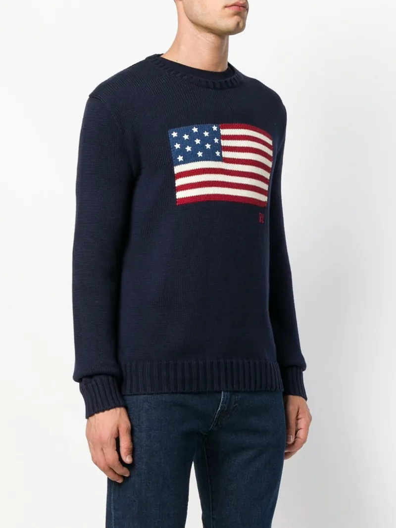polo ralph lauren men's american flag cotton sweater