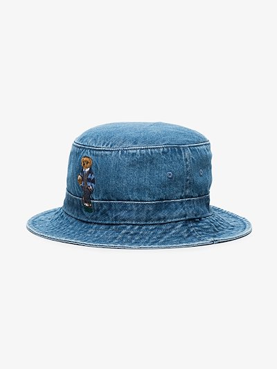 Polo Ralph Lauren blue teddy bear embroidered denim bucket hat | Browns