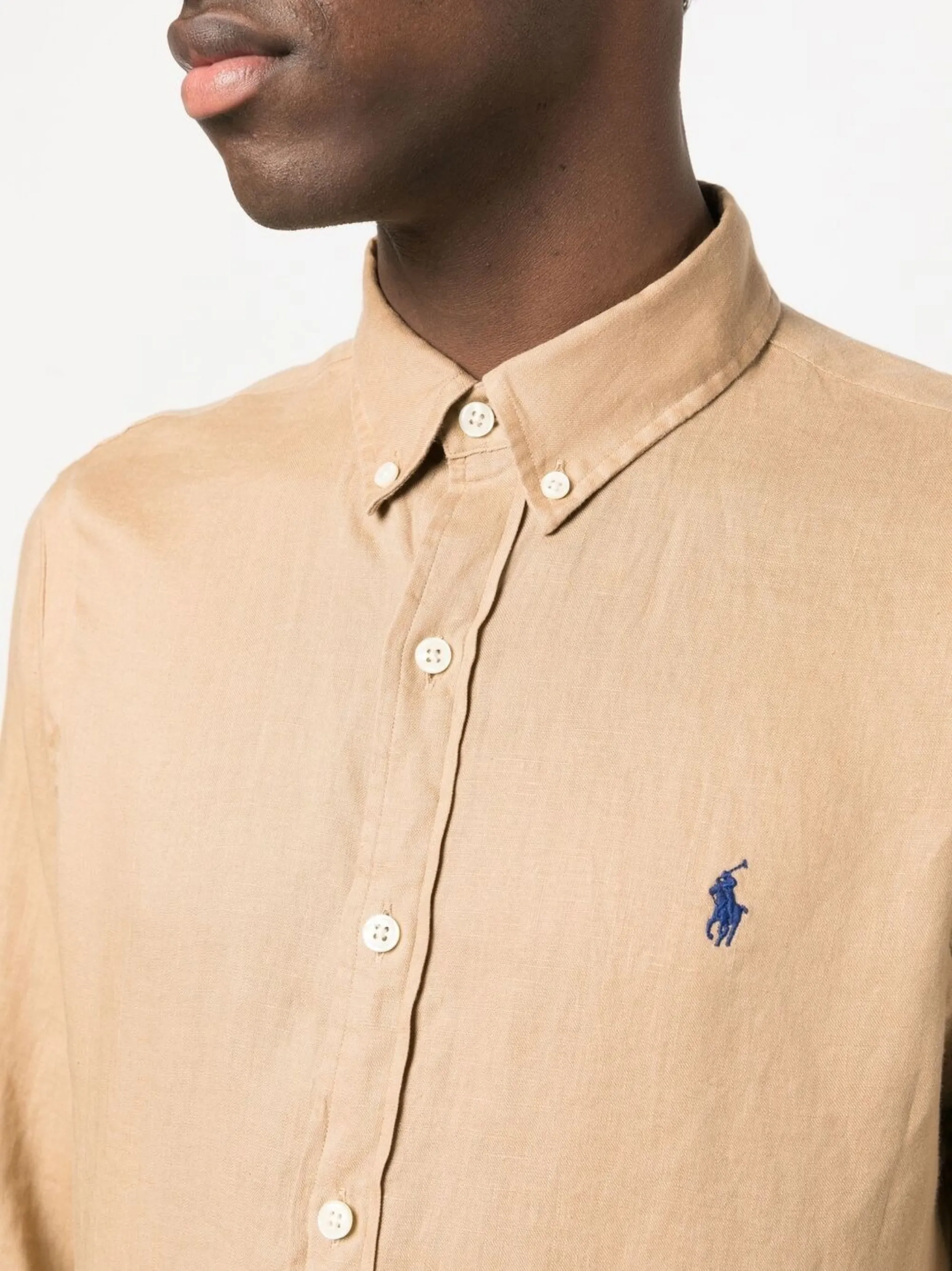 Logo Embroidery Linen Shirt Polo Ralph Lauren