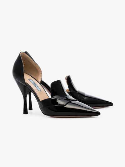 Prada black cutout patent leather pumps 