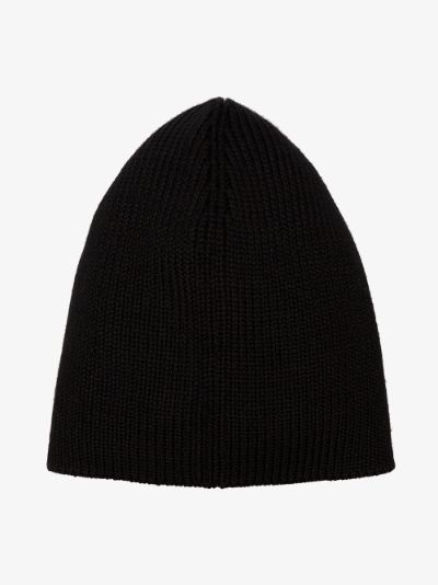 black logo embroidered ribbed virgin wool hat展示图