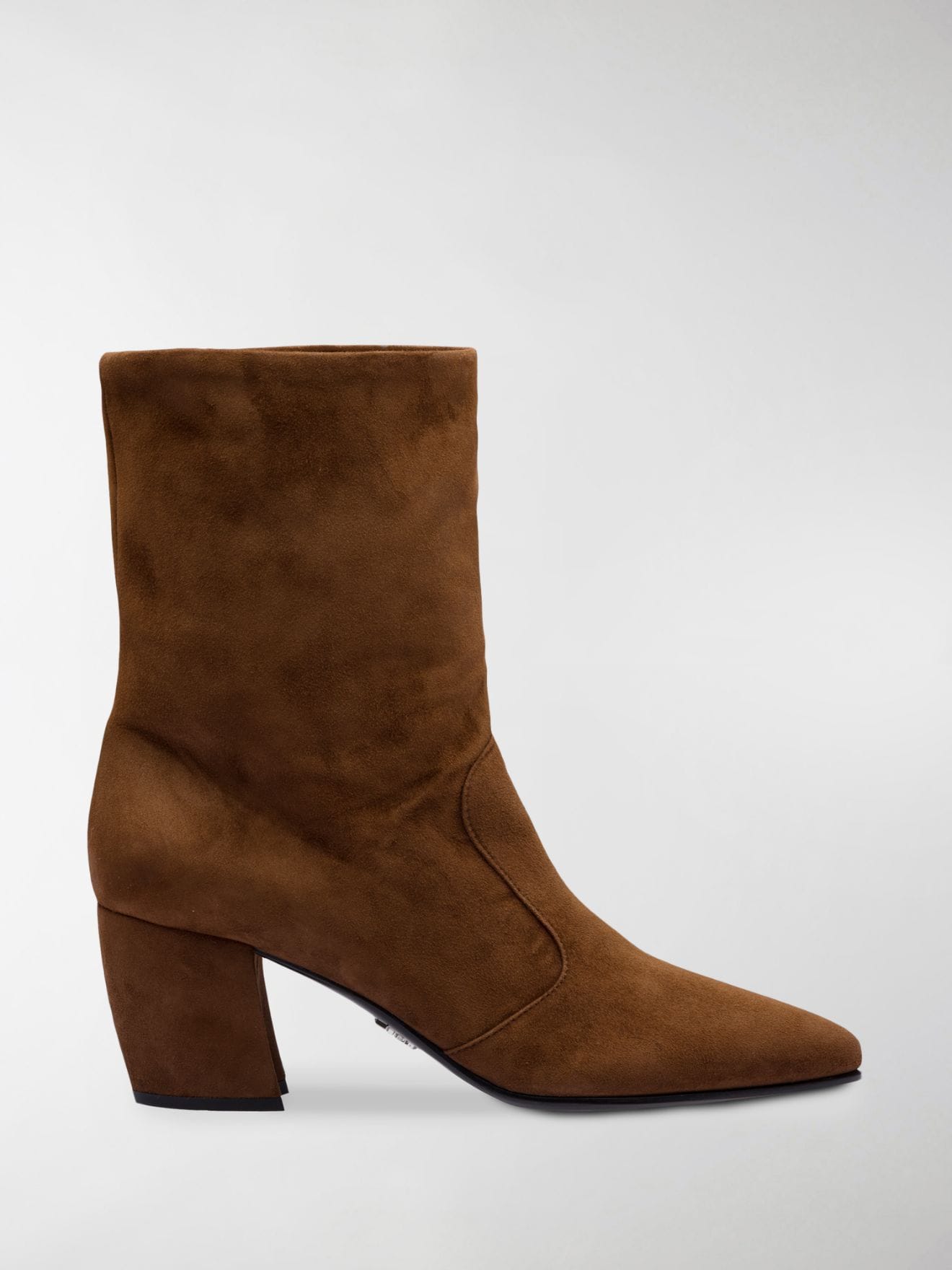 Prada block heeled booties brown | MODES