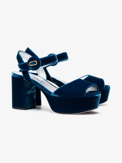 blue velvet platform shoes