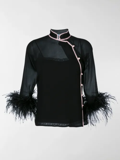Prada - Blusa con piume
