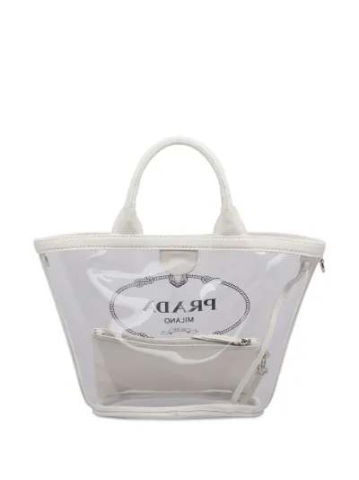 Prada Borsa a mano trasparente bianco | MODES