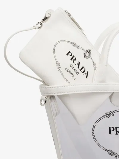 Prada Borsa a mano trasparente bianco | MODES