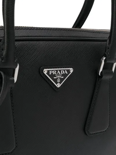Prada Borsa porta PC con logo nero | MODES
