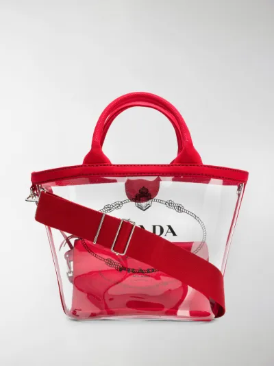 Prada Borsa tote trasparente rosso | MODES