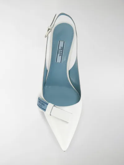 prada logo bow slingback pump