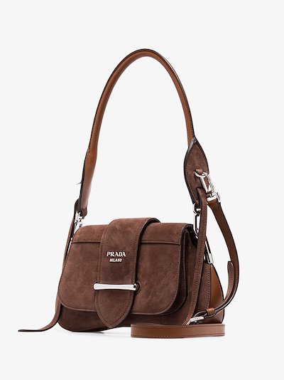 Brown Manuelle Suede Shoulder Bag