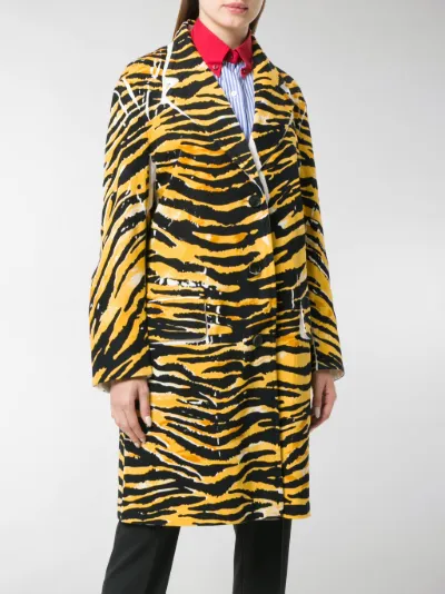 Prada Cappotto monopetto tigrato con stampa giallo | MODES