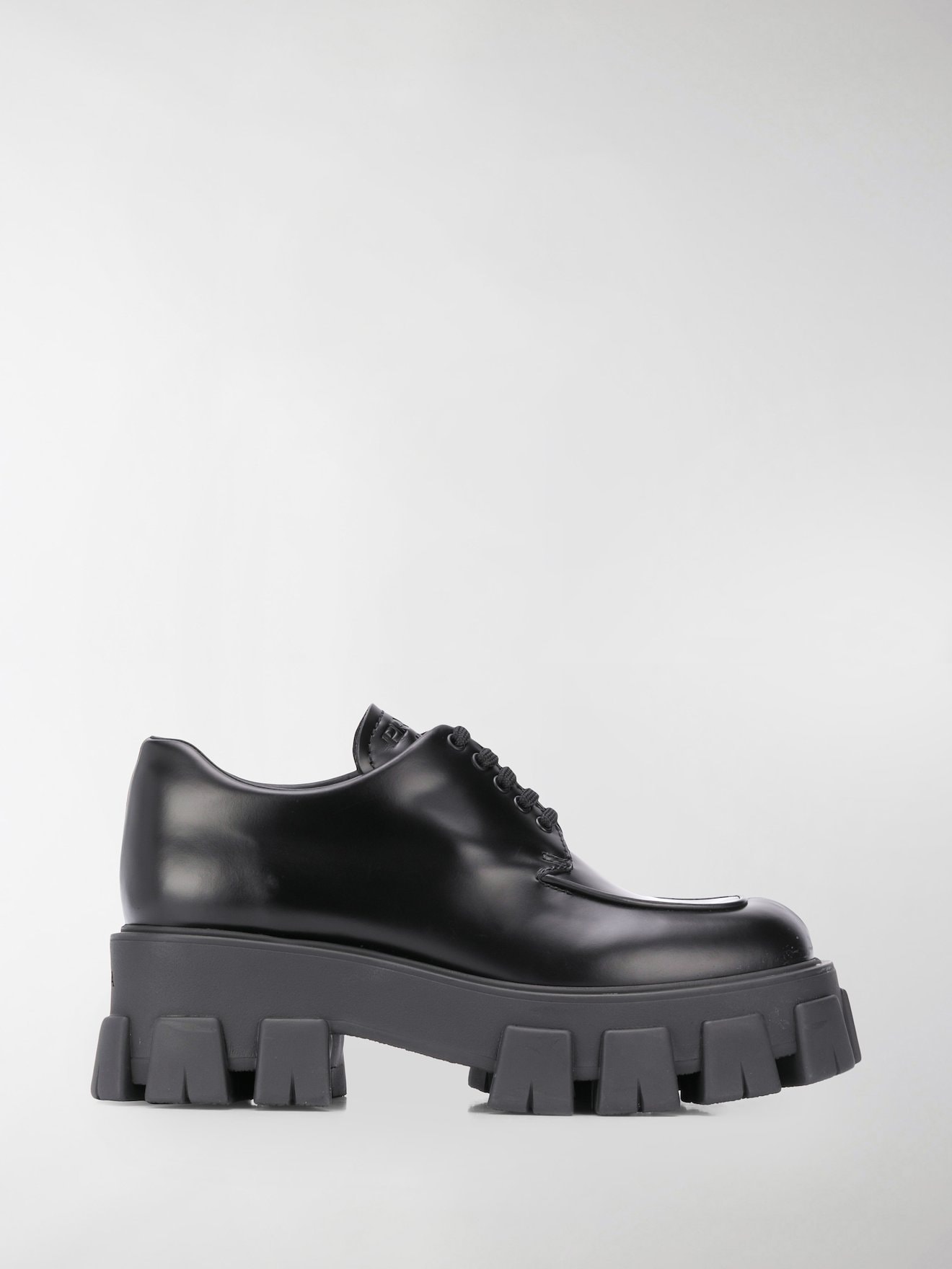 Prada chunky-sole 75mm lace-up shoes black | MODES