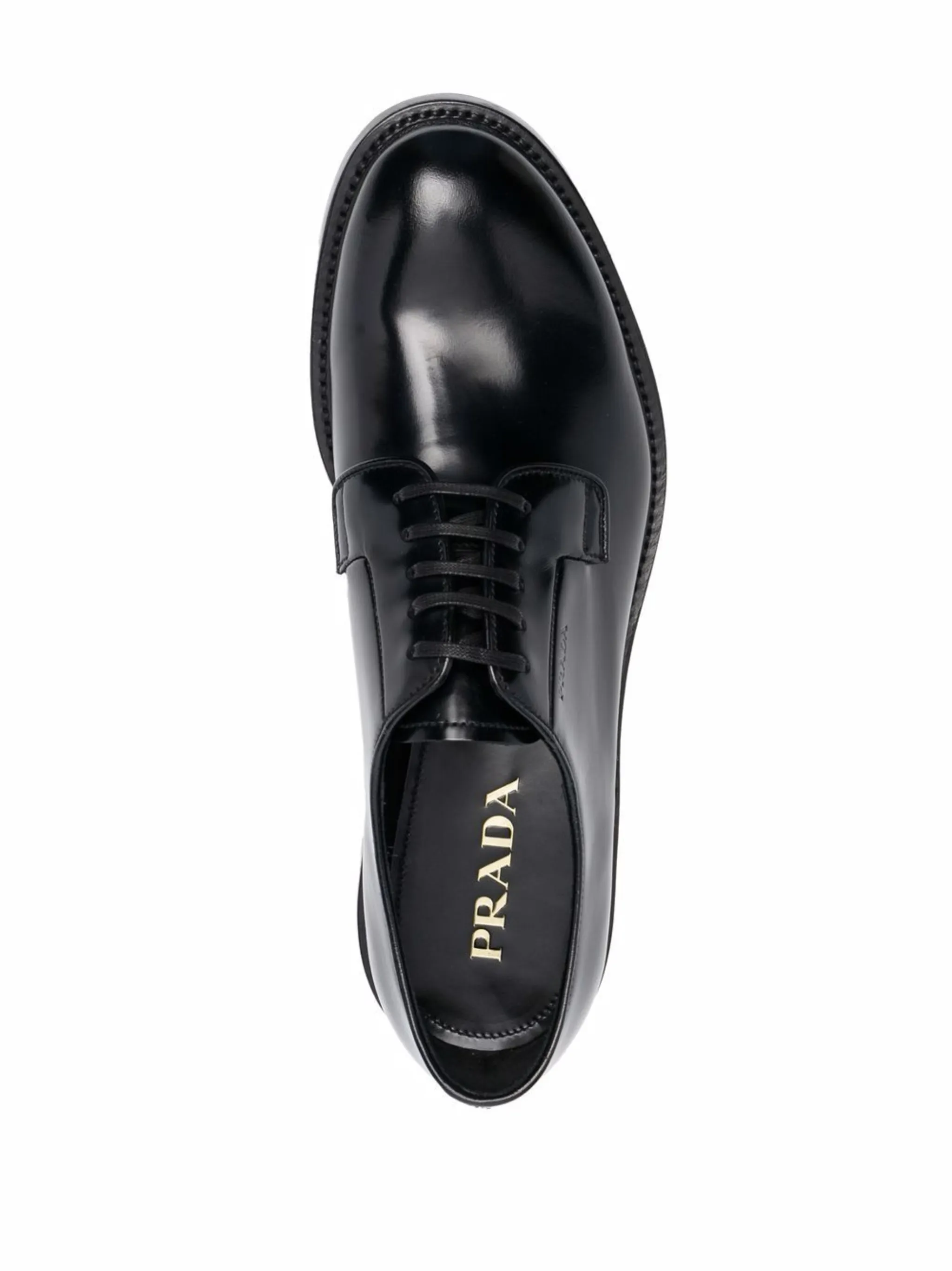 Prada - Leather lace-up derby shoes black - The Corner