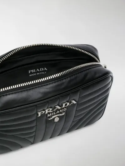 prada diagramme crossbody bag leather black