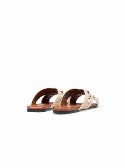 prada embellished raffia sandals