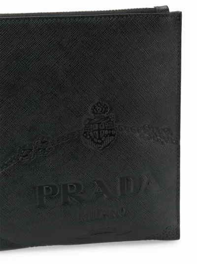 Prada embossed logo clutch bag Eraldo FR